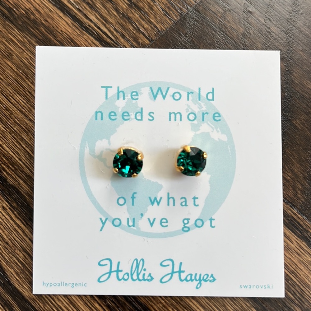 Hollis Hayes Green Swarovski Crystal Carded Earrings